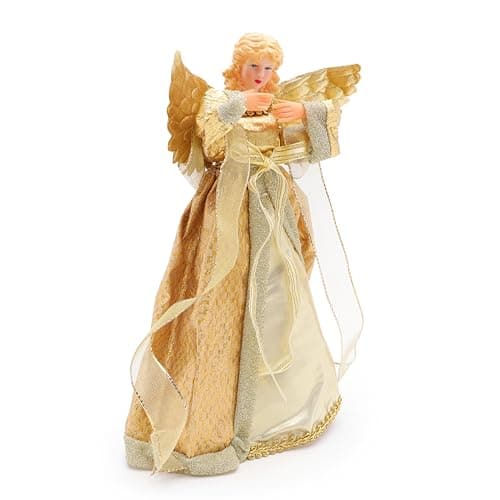 Image of Christmas Concepts® 300mm (12") Traditional Tree Top Angel - Christmas Tree Topper Decoration - Gold Or Silver (Gold)