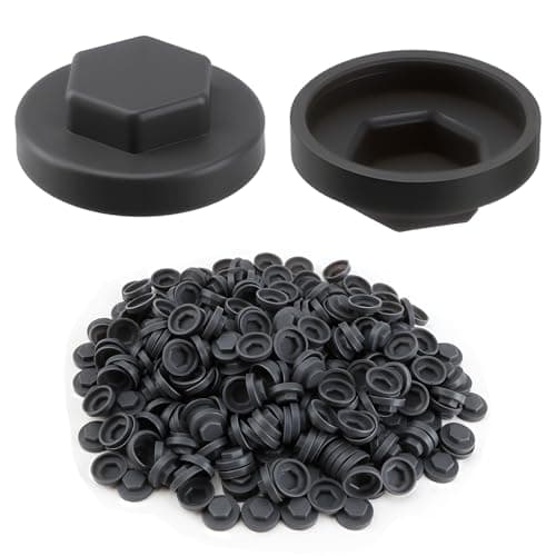 Image of 425Pcs Black Hex Roofing Screw 16mm Coverage Cover Caps M8 Hex Plastic Caps for Metal Roofing Screws Cladding Furniture and DIY Projects Universal Hex Nut Covers 8mm Recess