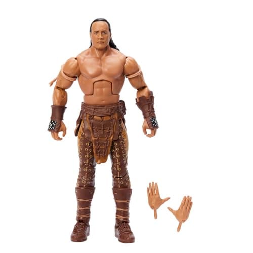 Image of WWE Elite Action Figure & Accessories, 6-inch Collectible The Rock as the Scorpion King with 25 Articulation Points & Swappable Hands, HTX24