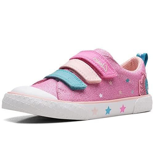 Image of Clarks Foxing Play Kid Textile Canvas in Standard Fit Size 12.5 Pink
