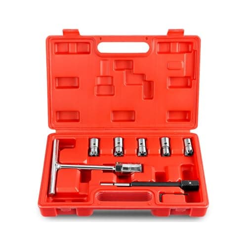 Image of MoEnergy 7PCS Professional Diesel Injector Seat Cutter Cleaner Tool Set Carbon Remover Compatible With Most Diesel Engines Includes Blow Molded Case For Storage