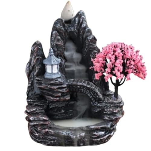 Image of ZHAOYCSH Waterfall Backflow Incense Burner with Mountain Landscape, Resin Incense Holder for Aromatherapy, Home, Office and Yoga Decor, Natural Relaxing Fountain Style Spiritual Gifts