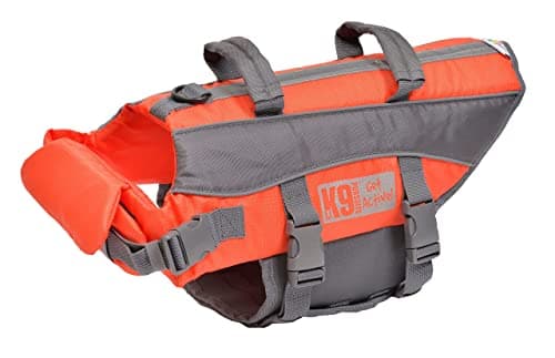 Image of K9 Pursuits High Visibility Easy Grab Float Coat Life Jacket, Orange, Small (Chest/Girth 38-51 cm /Dog Weight 7-14 kg)