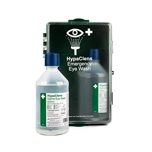 Image of Safety First Aid Group HypaClens Eye Wash Station Cabinet Wall-Mounted with 2 x 500 ml Eye Wash Bottles