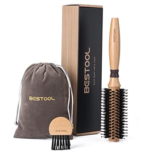Image of BESTOOL Round Brush for Blow-Drying, Boar Bristles with Nylon Pins, Professional Styling Brush for Women and Men, Straightening, Curling, Improving Hair Texture (Barrel 20mm)
