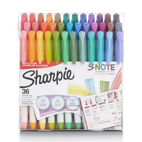 Image of Sharpie S-Note Creative Markers, Highlighters, Assorted Colors, Chisel Tip, 36 Count