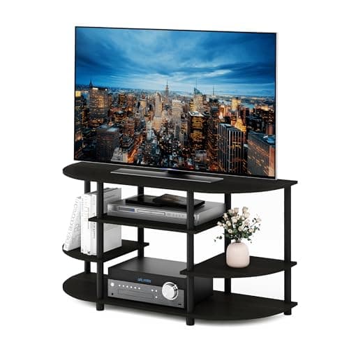 Image of Furinno JAYA TV Stand, Simple Design Corner Entertainment Center, TV Console for TV up to 46 Inch, for Living Room, Bedroom, Espresso