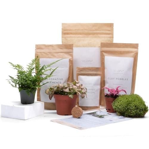 Image of DIY Terrarium Kit for Closed Terrarium Projects, Suitable for Glass Containers up to 5 Litres, Starter Set for Garden in Bottle, Includes Core Layering Materials (No Tools, Kit Only)