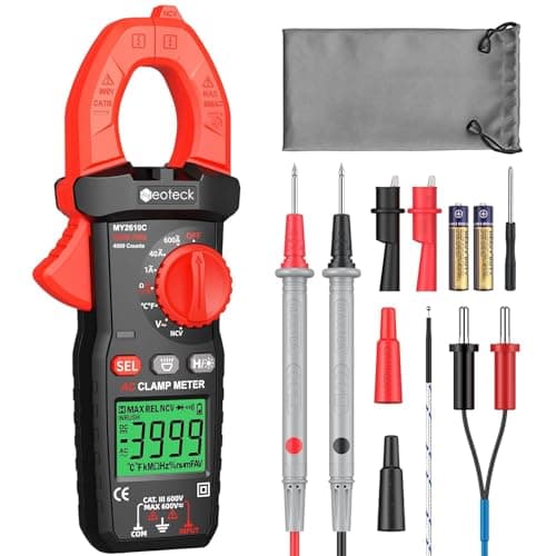 Image of Neoteck Digital Clamp Meter 600A AC, 4000 Counts TRMS Auto-Ranging Multimeter – AC/DC Voltage, Resistance, Continuity, Diode, NCV, Flashlight – Electrical Tester for Home & Industrial Use