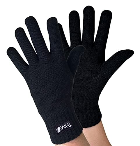 Image of THMO - Mens Knitted Winter Warm Thermal 40g 3M Thinsulate Insulation Gloves (Black, L/XL)