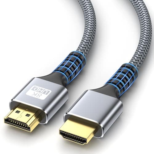 Image of looyotul 8k Hdmi Cable 1m Ultra High Speed HDMI 2.1 Cable 8K@60HZ 4K@120HZ 48Gbps HDMI Cord for HDTV,PS4,PS5,Monitor Laptop,Xbox,HDCP 2.2&2.3 Support HDR,eARC,Ethernet,Dolby.(Silvery)