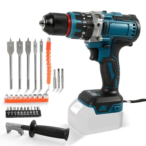 Image of 80N.m Brushless Cordless Impact Drill Compatible with Makita 18V Battery, 1/2'' Hammer Drill, 2100RPM 20 Torque Levels 3 Functions Electric Impact Driver