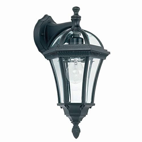 Image of National Lighting VALL Traditional Matt Black Finish with Clear Glass Outdoor Garden Porch Weatherproof Wall Light Lantern IP44 Rated