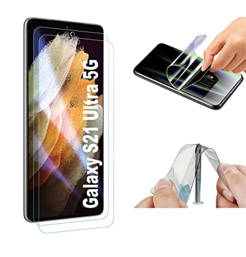 Image of Fonetek® Pack of 2, Compatible with GALAXY S21 Ultra 5G, Invisible Clear Hydrogel TPU Screen Protector Shield Guard Cover [Full Coverage] [Dry-Fit] [NOT Glass] for Samsung Galaxy S21 Ultra 5G