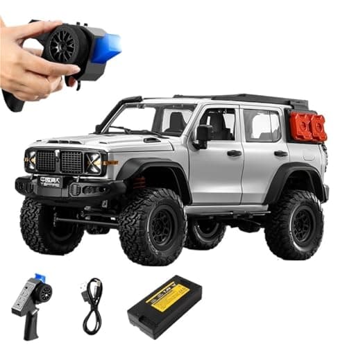 Image of Quavva 2.4GHz RC Car 4WD Off-Road Crawler 1:12 Scale Full Proportional 7km/h 7.4V 1200mAh 45min Runtime 50m Range Simulated Lights 45° Climb 14+ MN300(Gray)