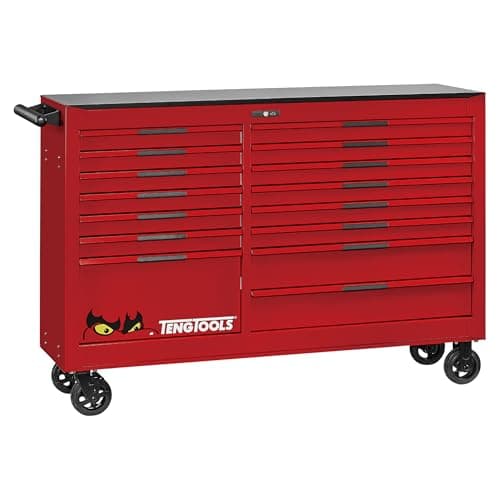 Image of Teng Tools 64 Inch Wide 15 Drawer PRO35 Heavy Duty Red Roller Cabinet - TSW64R15