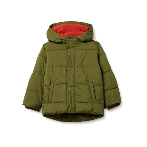 Image of Amazon Essentials Boys' Heavyweight Hooded Puffer Jacket, Olive, 6-7 Years