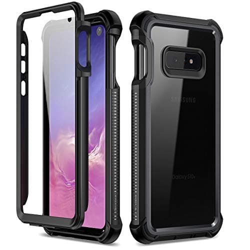 Image of Dexnor Compatible with Samsung Galaxy S10e Case [Ultra Hybrid] 360 with Screen Protection Full-Body Soft Silicone Bumper Anti-Scratch Clear Ultra-Thin Back Panel for Samsung Galaxy S10e - Matte black