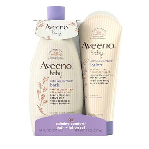 Image of Aveeno Baby Calming Comfort Bath & Lotion Set with Natural Oat Extract, Lavender & Vanilla, 2 Items