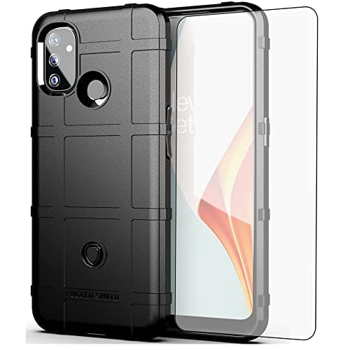 Image of Asuwish Phone Case for OnePlus Nord N100 with Tempered Glass Screen Protector Cover and Slim Thin Hard Mobile Cell Accessories Protective One Plus N 100 4G 1 Plus 1plus One+ 1+ 100N Women Men Black