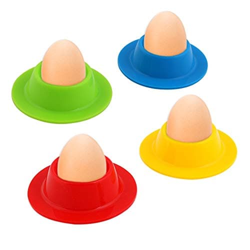 Image of Vicloon Egg Holder Set, 4PCS Silicone Egg Cups Set Egg Cups Stand for Kitchen Boiled Eggs Breakfast