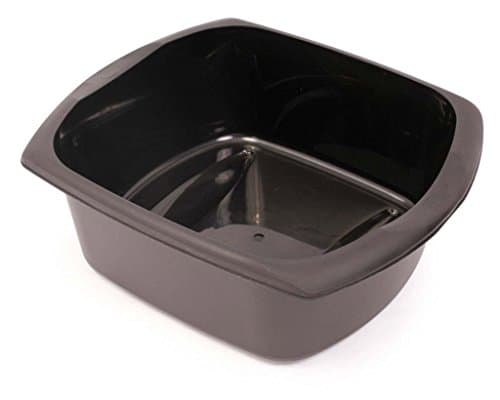 Image of Rectangular Washing Up Bowl 9.5L Kitchen Dish Wash with Integral Handles Strong Plastic Bowls Recycled Sink Dishes Basin (Soft Black)