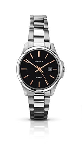 Image of Sekonda Women's Quartz Watch with Black Dial Analogue Display and Silver Stainless Steel Bracelet 2097.27