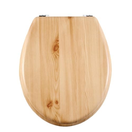 Image of AQUALONA® Essential Value Toilet Seats Wipe Clean Moulded Wood - Stainless Steel Hinges - Wipe Clean - Easy Installation (Natural Wood)