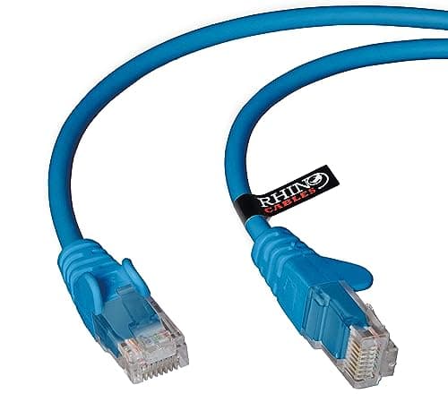 Image of rhinocables CAT 5e High-Speed Ethernet Cable - Reliable LAN Network RJ45 Cable for Fast Internet & Data Transfer | Durable WiFi Broadband Cable for Gaming & Streaming, (1.5m, Blue, Pack of 1)