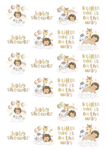 Image of 24 Precut Baby Shower Cupcake, Cake, Cookie, Toppers Ready to Use Premium Wafer Card.