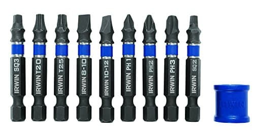 Image of IRWIN Tools 1903765 Impact Performance Series Screwdriver Power Bits, Assorted Torx, 2-Inch Length with Magnetic Screw Hold Attachment, 10-Piece