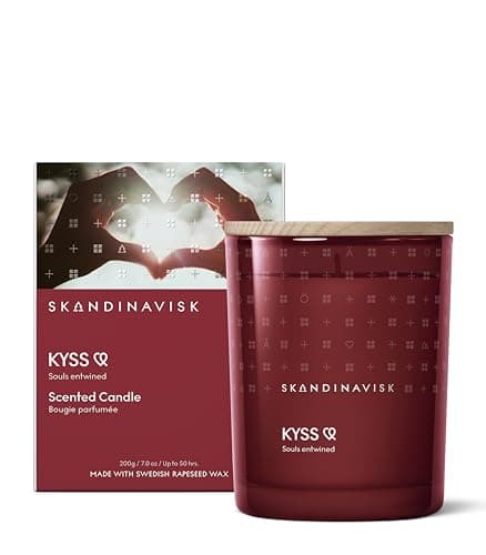 Image of Skandinavisk KYSS 'Kiss' Scented Candle, Special Edition, Scent Notes: Blackberries and Rose, Sugar Candy and Cloves, Vegan Formula, 200 g