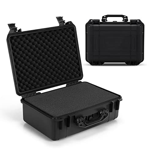 Image of COSTWAY Portable Waterproof Hard Case, Compact Camera Case with Customizable Fit Foam, Dustproof Protective Tool Box for Electronics, Drones, Camera and Lens (Black, 22 Inch, 56x44x22cm)