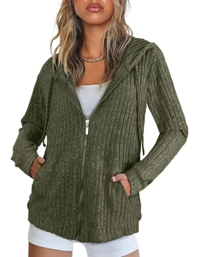 Image of Flikity Cardigans for Women UK Plus Size, Zip Up Ladies Hoodies Long Sleeve Tunic Tops Casual Outerwear Womens Going Out Christmas Tops Soft Office Cardigan Green XXL