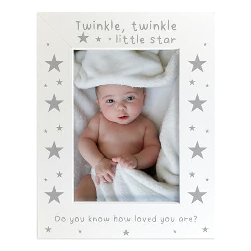 Image of RED OCEAN Baby Gift 7x5 White Photo Frame Twinkle Twinkle Little Star Quote Nursery Photo Frame New Baby Gift Newborn Present For New Mummy Daddy Keepsake