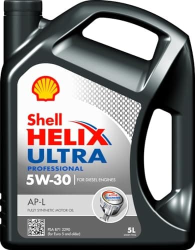 Image of SHELL Engine Oil 5W-30 Helix Fully Synthetic Oil Engine Oil ACEA C2 Ultra Prof AP-L 5L Compatible with Fiat Scudo Box Truck 220 Scudo Estate 220, Hyundai Tucson TL, TLE, Toyota Yaris Hatchback P9