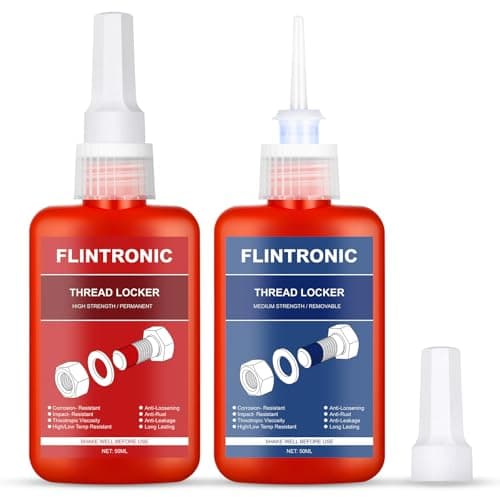 Image of Flintronic Thread Lock Blue and Red, 2PCS 50ml Medium and High Strength Threadlocker, Locktight Threadlock Against Losening and Leakage, Lock and Seal Nuts, Bolts, Fasteners and Metals