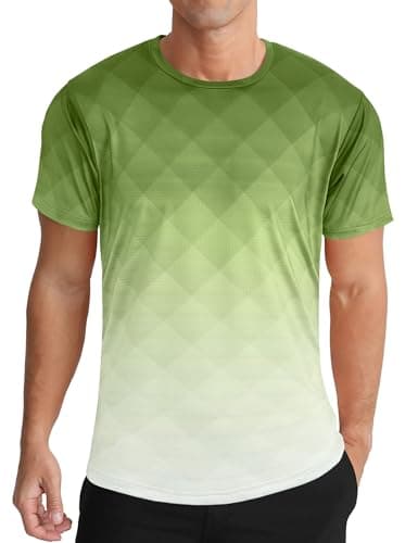Image of APTRO Men’s T-Shirts Gym T Shirts for Men Moisture Wicking Athletic Breathable Running Tops Quick Dry Short Sleeve T-Shirt Gradient Army Green XXL