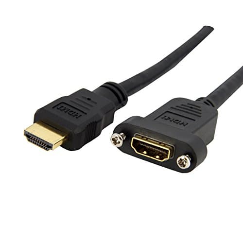 Image of StarTech.com 3ft HDMI Female to Male Adapter, 4K High Speed Panel Mount HDMI Cable, 4K 30Hz UHD HDMI, 10.2 Gbps Bandwdith, 4K HDMI Female to HDMI Male, HDMI Panel Mount Connector Cable (HDMIPNLFM3)