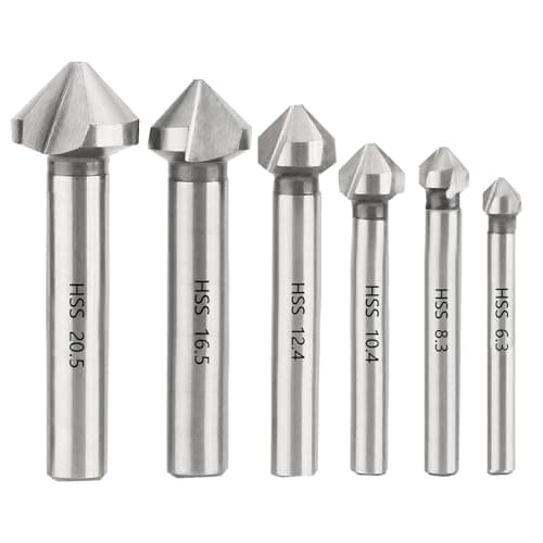 Image of Countersink Bit Set NORTOOLS 6PCS HSS High-Speed Steel 90° 3-Flute DIN335C Chamfering Tool – Professional Metal & Plastic Countersinking Kit (6.3-20.5mm) for Stainless Steel, Iron, Aluminum, Copper ﻿
