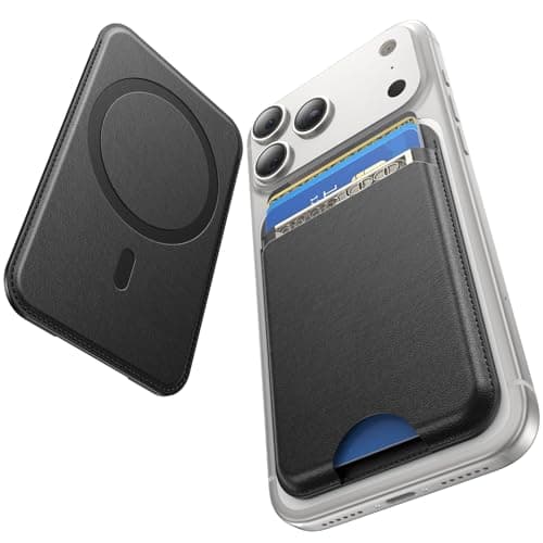 Image of Fanseesy for MagSafe Wallet, 5 Card Holder, Slim Leather Magnetic Wallet for iPhone 17/16/15/14/13/12 Pro Max Plus Air Series, 1 Card Slots & 1 Cash Slot,Black