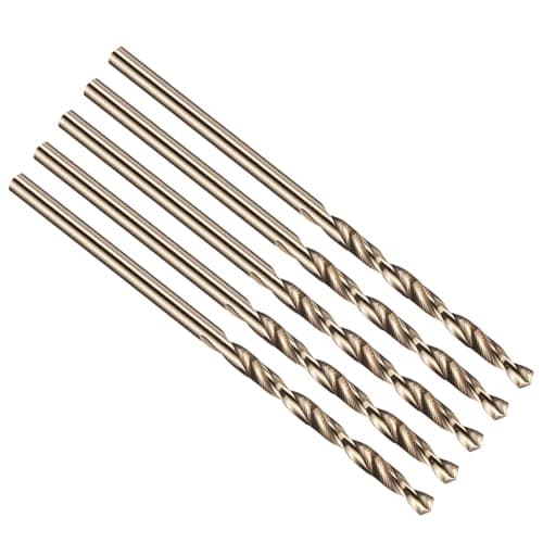 Image of PATIKIL 2.5mm Drill Bit, M42 8% Cobalt High-Speed Steel Jobber Straight Shank 135° Gold Finish for Hard Metal High-temperature Titanium Alloy - 5 Pack