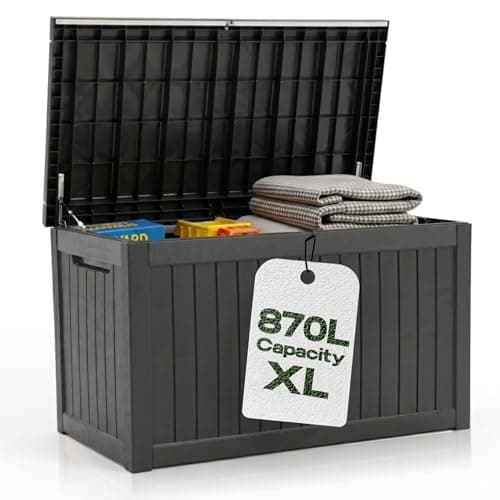 Image of Olsen & Smith 870L Extra Large XXL Outdoor Garden Storage Box | 100% Recycled Materials | Weather Resistant Heavy Duty Garden Box with Padlock - Massive Capacity Storage Chest for Tools Cushions Toys