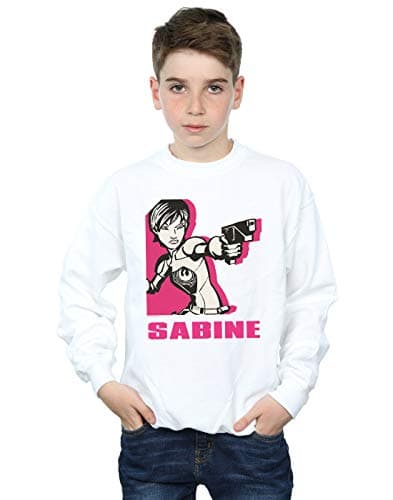 Image of Absolute Cult Star Wars Boys Rebels Sabine Sweatshirt White 5-6 Years