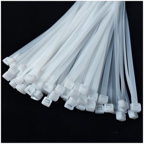 Image of Menylon Clear Cable Ties 300mm x 4.8mm, Pack of 100, Multi-Purpose White Plastic Tie Wraps, Secure Self-Locking Mechanism, 12" Premium Tie Wraps for Garden Office Home&DIY