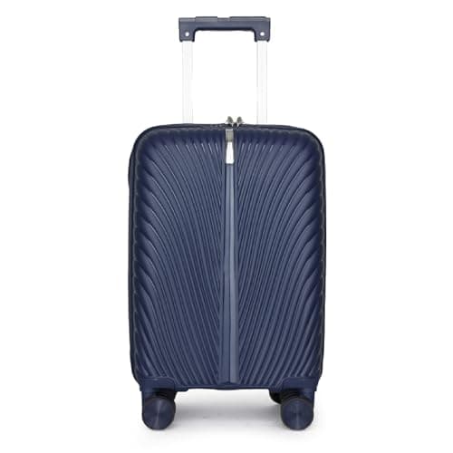 Image of Fly Kite Luggage 18 Inch Cabin Suitcase 100% Polypropylene Hard Shell with Aluminium Trolley Handle Real TSA Secure Lock 3 Digit 360° Smooth Detachable Wheels Lightweight Suitcase|Dark Blue