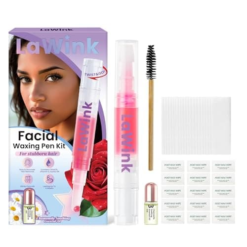 Image of LaWink Eyebrow Wax Wand, eyebrow wax pen, Hair Removal Kit for Eyebrows, Waxing Pen 20 Cotton Strips + 15 Wipes 3g Soothing Oil Removing Unwanted Hair on Body, Face, Bikini Line facial wax