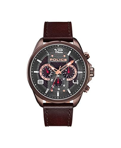 Image of Police PL15658JSBN.12 Unisex Adult Analogue Quartz Watch with Leather Strap, Bracelet