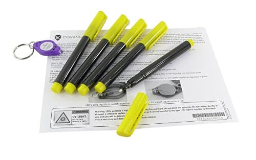 Image of Covans 5 x UV Ink Permanent Marker Pen. Ultra Violet Security Markers. Complimentary UV Blacklight LED Light Torch.