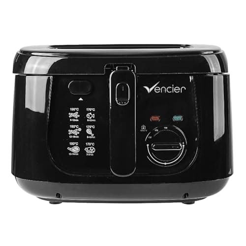Image of Vencier 2.5L Electric Deep Fryer for Countertops with Non-Stick Coating, Internal Mesh Basket, Safety Handle, and Viewing Window – Effortless Cleaning (Black)